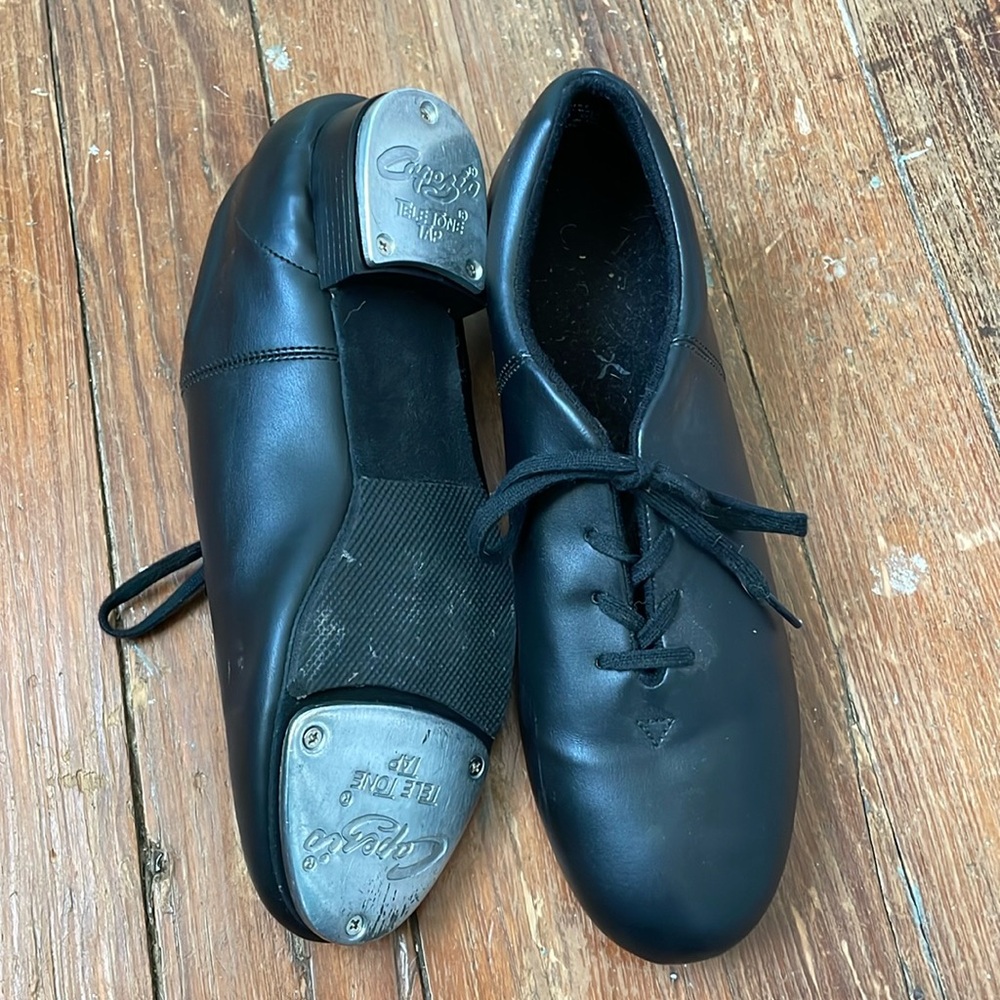 Capezio Black Leather Tap Shoes Flats